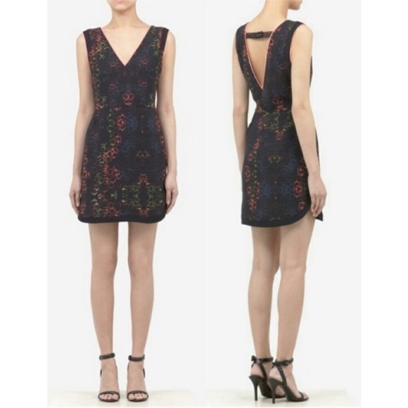 Sandro Paris Black Multi Rico Neon Shift Dress - Picture 1 of 10